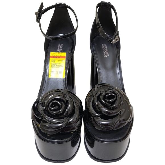 Michael Michael Kors Elodie Rosette Platform Sandal Size US 9.5M Black Patent - Picture 4 of 6